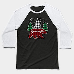 Granddaughter Bear Buffalo Red Plaid Matching Family Christmas Baseball T-Shirt